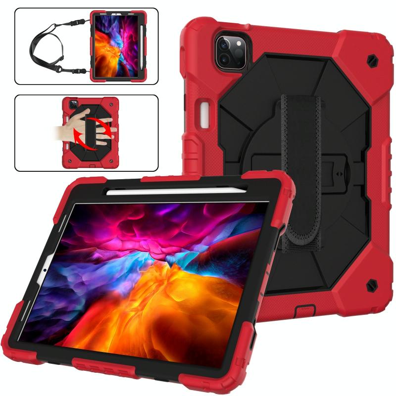 Contrast Color Robot Shockproof Silicon + PC Protective Case with Holder & Shoulder Strap For iPad Pro 11 2021 / 2020 / 2018 / iPad Air 4 10.9 2020(Re