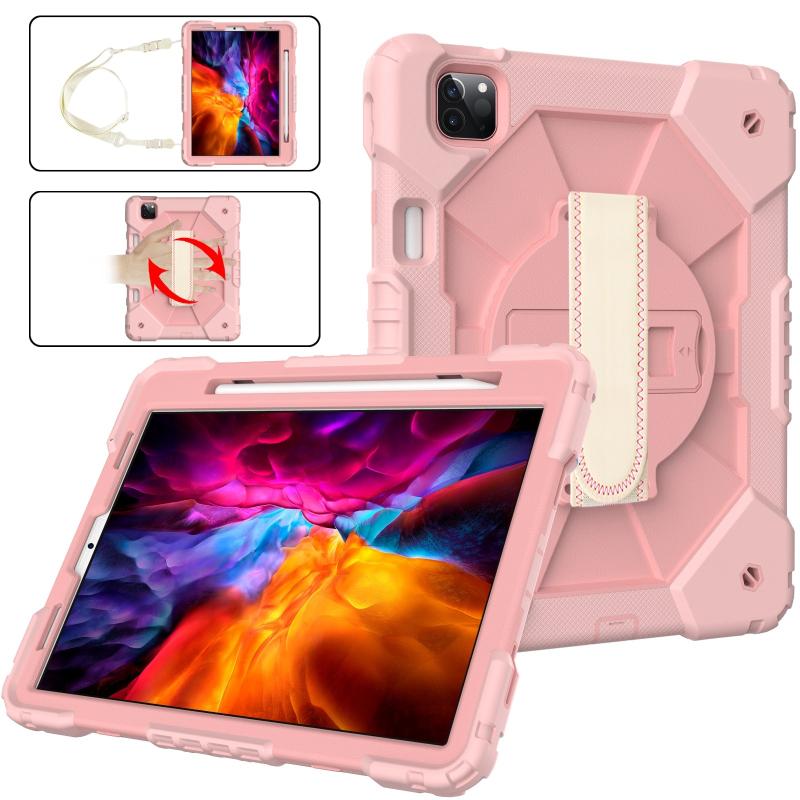 Contrast Color Robot Shockproof Silicon + PC Protective Case with Holder & Shoulder Strap For iPad Pro 11 2021 / 2020 / 2018 / iPad Air 4 10.9 2020(Ro