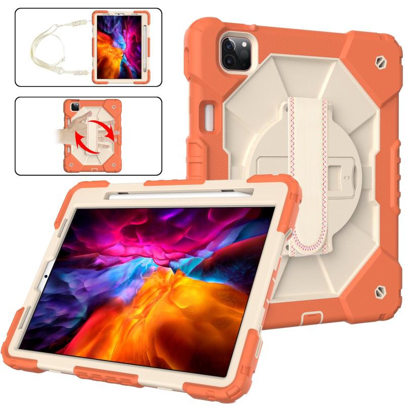 Contrast Color Robot Shockproof Silicon + PC Protective Case with Holder & Shoulder Strap For iPad Pro 11 2021 / 2020 / 2018 / iPad Air 4 10.9 2020(Co
