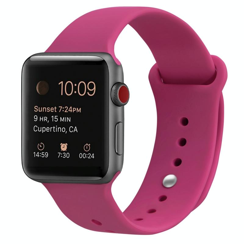 Silicone vervangende band horlogeband voor Apple Watch Series 6 & SE & 5 & 4 40mm / 3 & 2 & 1 38mm (Barbie Pink)