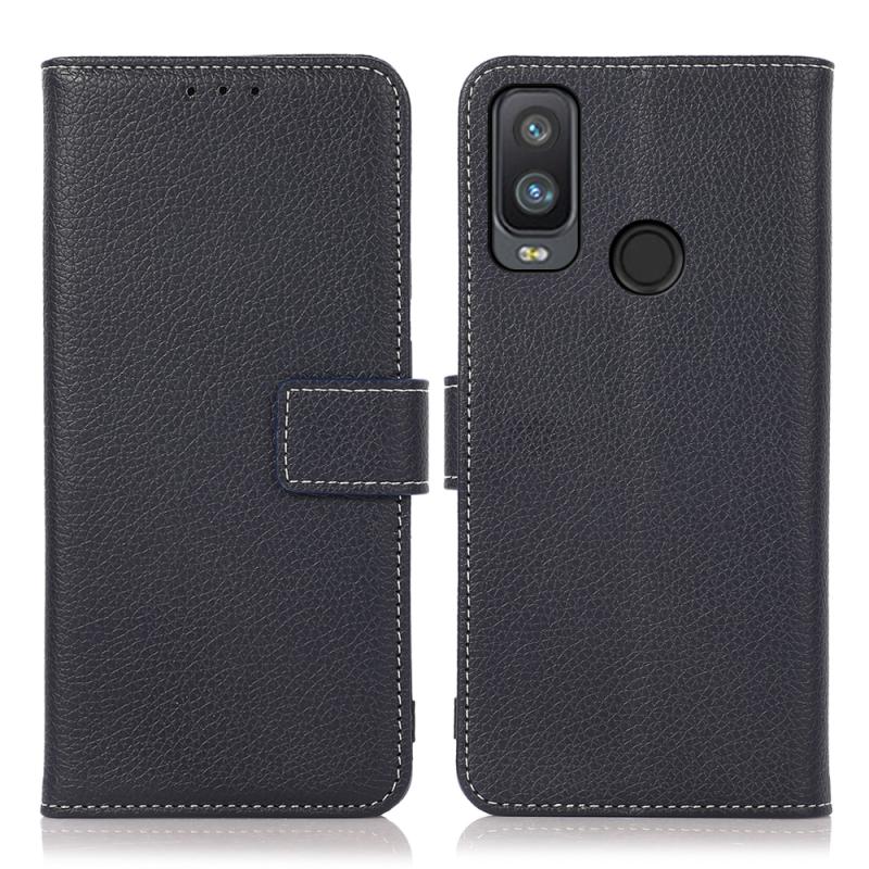 For Alcatel 1L 2021 Litchi Texture PU + TPU Horizontal Flip Leather Case with Holder & Card Slots & Wallet(Dark Blue)