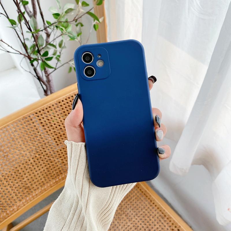 Straight Edge Gradient Hand-feel Paint Shockproof TPU Case For iPhone 11(Dark Blue)