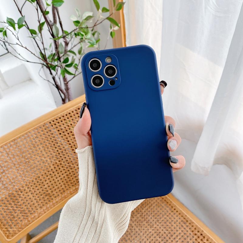 Straight Edge Gradient Hand-feel Paint Shockproof TPU Case For iPhone 11 Pro(Dark Blue)