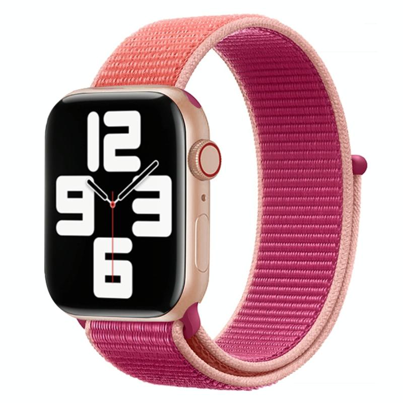 Voor Apple Watch Series 5 & 4 40mm/3 & 2 & 1 38mm kleur bijpassende nylon horlogeband (oranje + Rose rood)