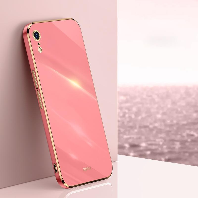 Xinli Rechte 6D Plating Gold Edge TPU Shockproof Case voor iPhone XR (Hawthorn Red)