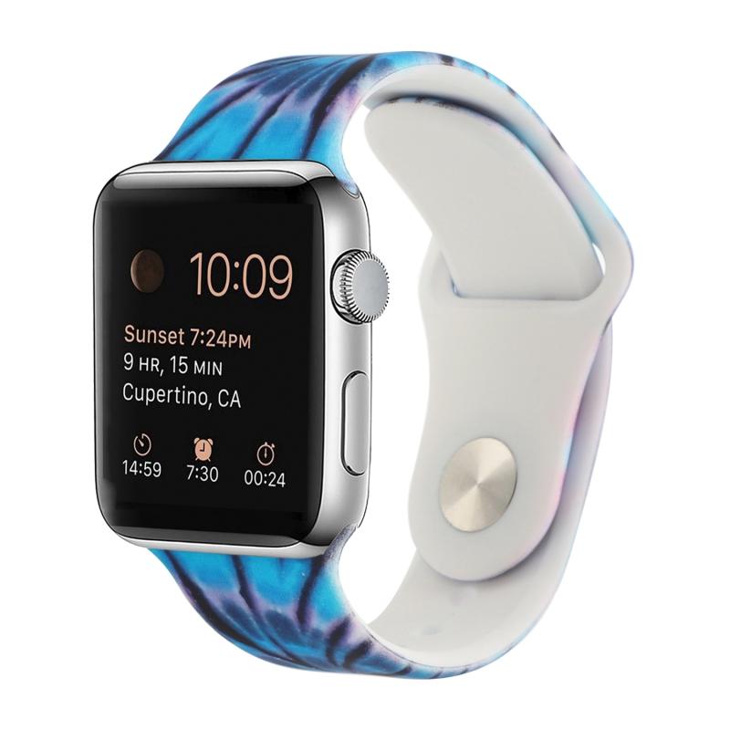 Siliconen geschilderde patroonvervanging horlogeband voor Apple Watch Series 6 & SE & 5 & 4 40mm / 3 & 2 & 1 38mm (F)