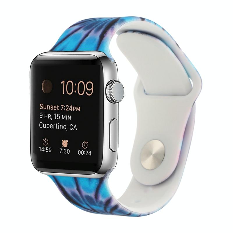 Siliconen geschilderde patroonvervanging horlogeband voor Apple Watch Series 6 & SE & 5 & 4 44MM / 3 & 2 & 1 42mm (F)