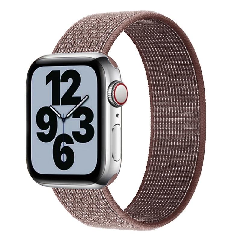 Enkele lap nylon vervanging horlogeband maat: S 145mm voor Apple Watch Series 6 & SE & 5 & 4 44mm / 3 & 2 & 1 42mm (rokerig paars)