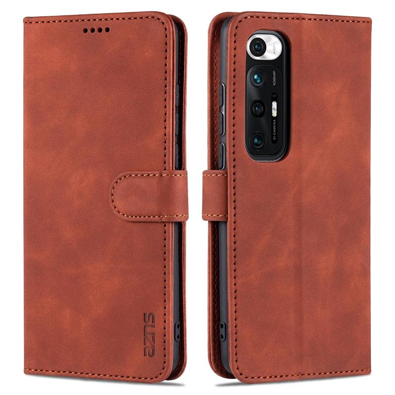 Voor Xiaomi Mi 10s Azns Skin Feel Calf Texture Horizontale Flip Lederen Case met Kaart Slots & Houder & Portemonnee (Bruin)