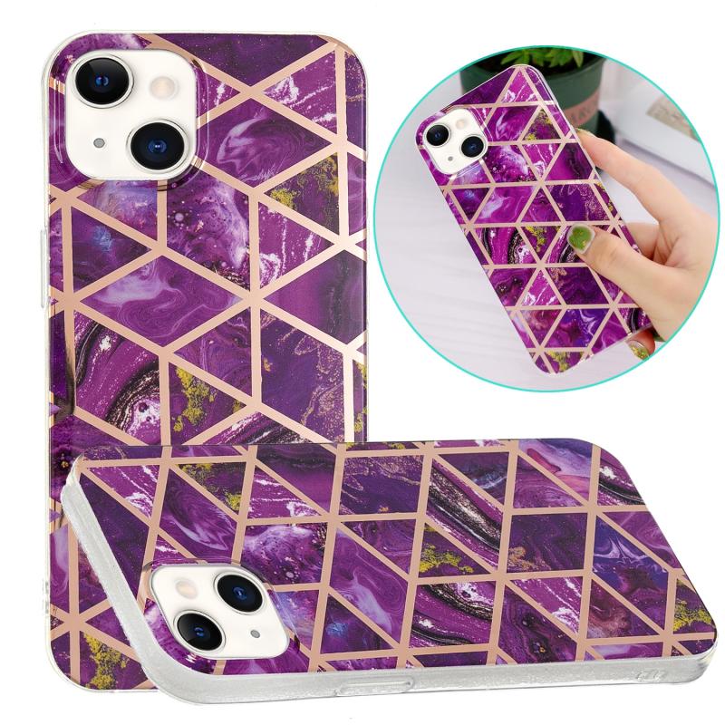 Electroplating TPU beschermhoes voor iPhone 13 mini (paarse rhombus)