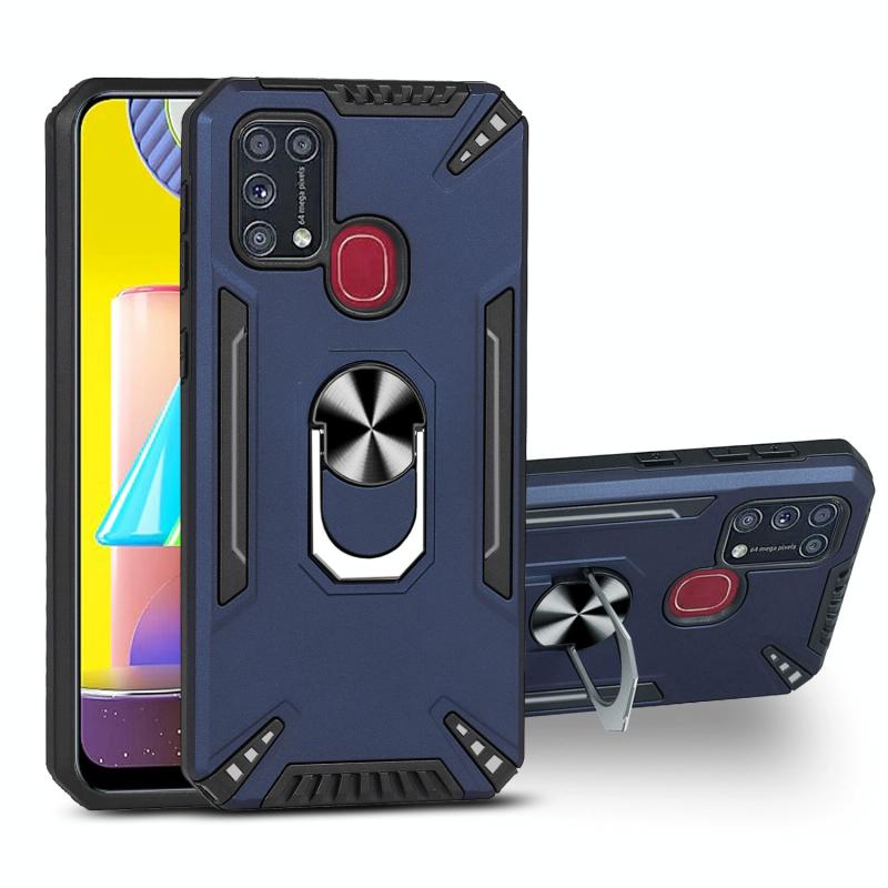 Voor Samsung Galaxy M31 PC + TPU-beschermhoes met 360 graden roteerbare ringhouder (Royal Blue)