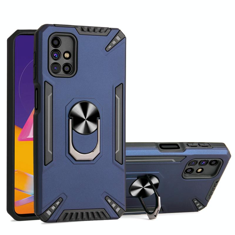 Voor Samsung Galaxy M31S PC + TPU-beschermhoes met 360 graden roteerbare ringhouder (Royal Blue)