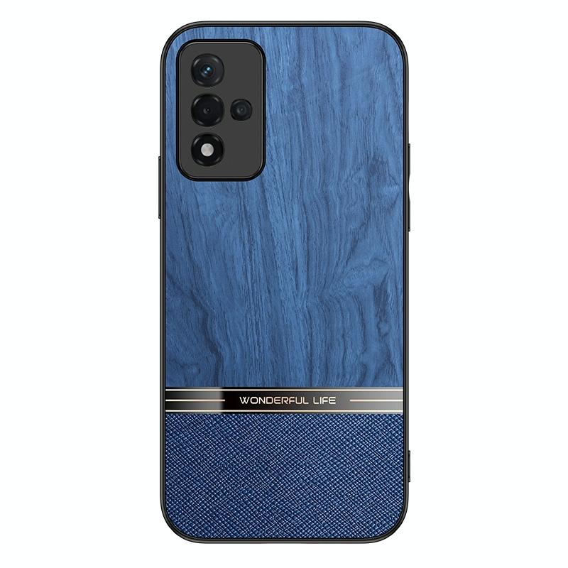 Voor Oppo A93S Shang Rui Hout Grain Skin PU + TPU Shockproof Case