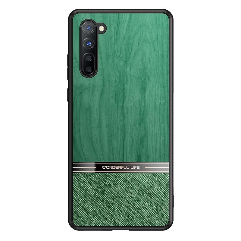 Voor Oppo Reno3 Shang Rui Hout Grain Skin PU + TPU Shockproof Case