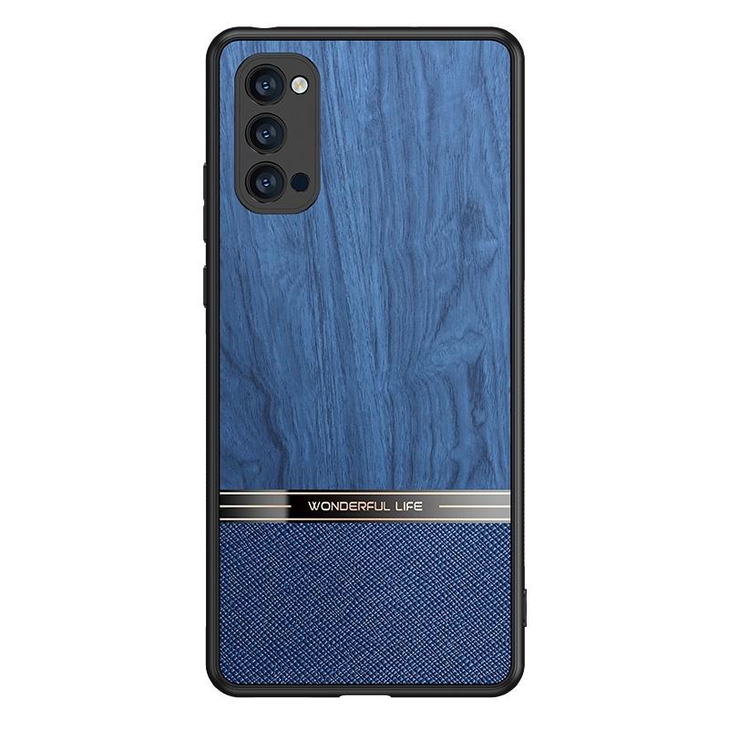 Voor Oppo Reno4 Shang Rui Hout Grain Skin PU + TPU Shockproof Case