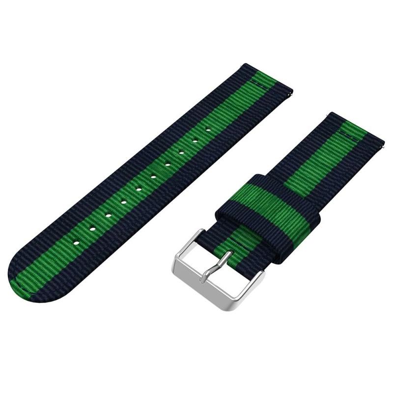 Voor Samsung Galaxy Horloge4 40 / 44mm & Watch4 Classic 42/46mm Split Nylon Vervanging Strap Horlogeband (Groen Zwart)