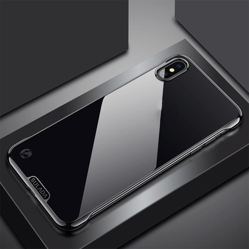 Voor iPhone X/XS SULADA randloze vergulde PC beschermhoes (zwart)