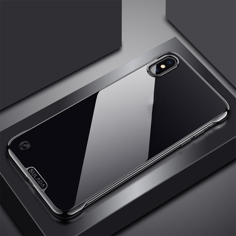 Voor iPhone XS Max SULADA randloze vergulde PC-beschermhoes (zwart)