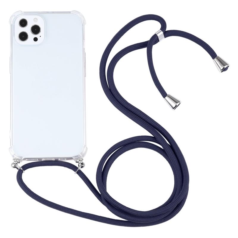 Vierhoekige schokbestendige transparante TPU-beschermhoes met lanyard voor iphone 13 pro max