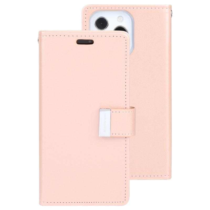 Goofspery Rich Diary Crazy Horse Textuur Horizontale Flip Lederen Case met Houder & Card Slots & Portemonnee voor iPhone 13 Pro Max (Rose Gold)