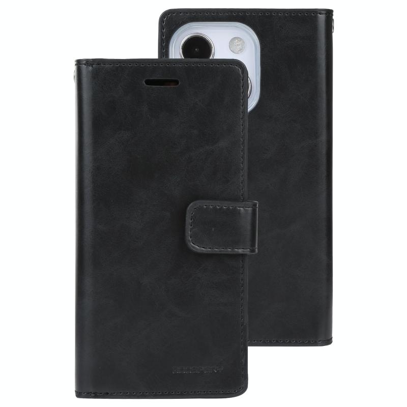 Goosspery Mansoor Crazy Horse Textuur Horizontale Flip Lederen Case met Houder & Kaart Slots & Portemonnee voor iPhone 13 (Zwart)