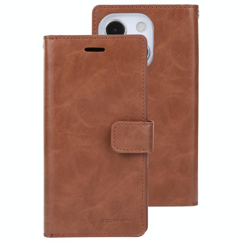 Goosspery Mansoor Crazy Horse Textuur Horizontale Flip Lederen Case met Houder & Kaart Slots & Portemonnee voor iPhone 13 (Brown)