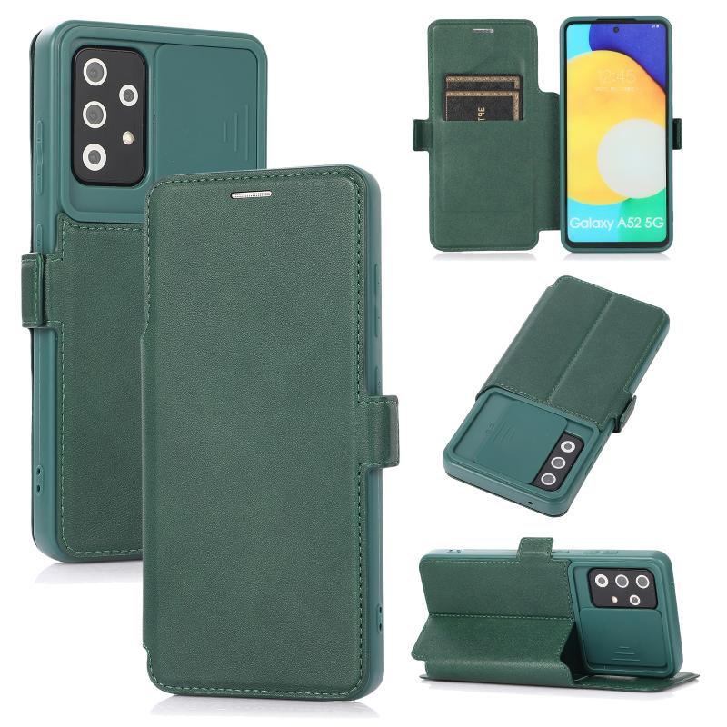 Voor Samsung Galaxy A52 5G / 4G Push-venster Dubbele Geckle PU + Siliconen Horizontale Flip Leren Case Met Houder & Card Slot