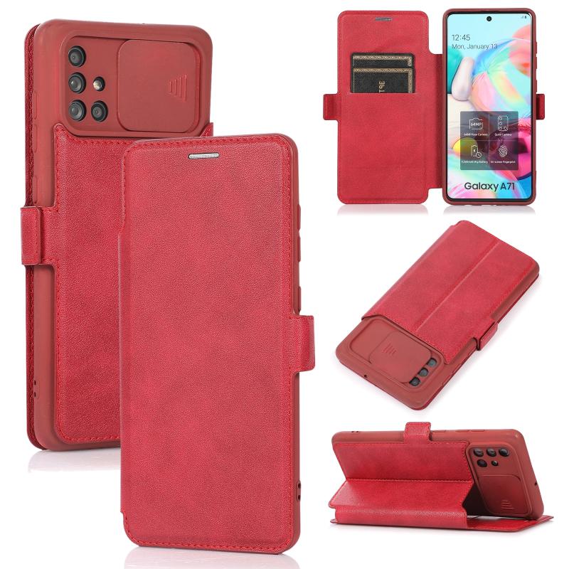 Voor Samsung Galaxy A71 Push Window Double Buckle PU + Siliconen Horizontale Flip Lederen Case met Houder & Card Slot