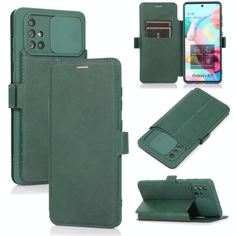 Voor Samsung Galaxy A71 Push Window Dubbele Geckle PU + Siliconen Horizontale Flip Lederen Case Met Houder & Card Slot