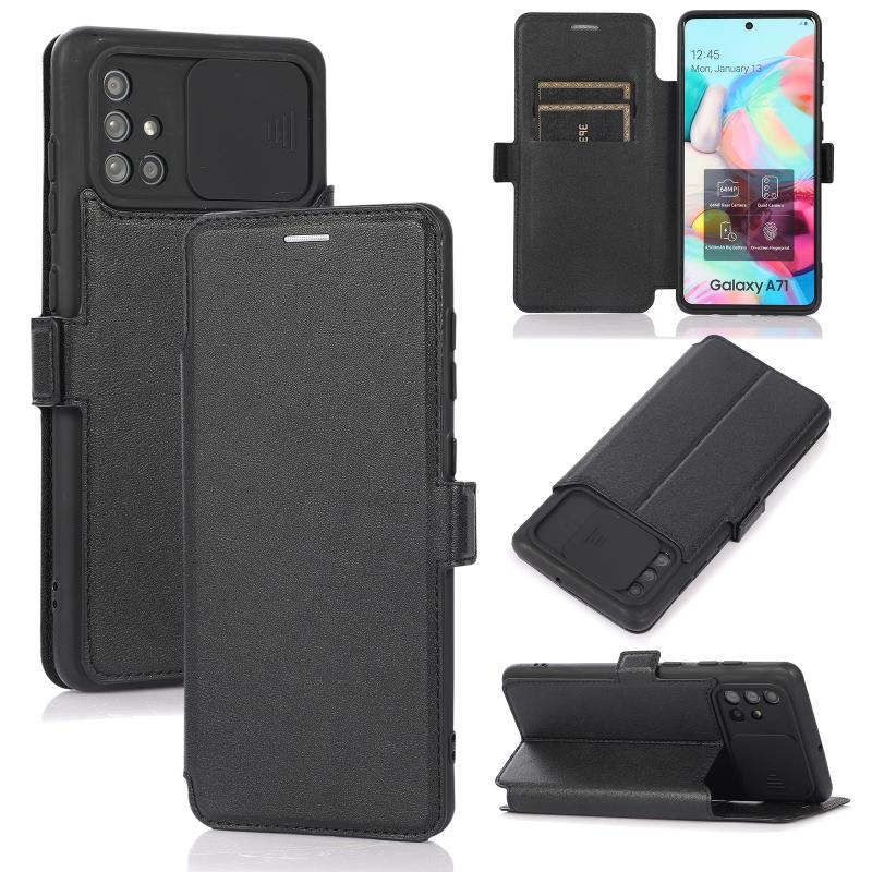 Voor Samsung Galaxy A71 Push Window Double Buckle PU + Siliconen Horizontale Flip Lederen Case met Houder & Card Slot