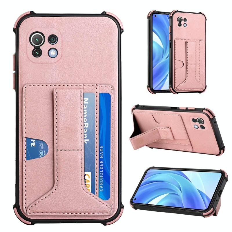 Voor Xiaomi MI 11 Lite Dream PU + TPU Vierhoek Schokbestendig Back Cover Case met Kaart Slots & Houder (Rose Gold)