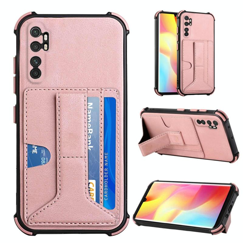 Voor Xiaomi MI Note 10 Lite Dream PU + TPU Vierhoek Schokbestendig Back Cover Case met kaartslots & houder (ROSE GOUD)