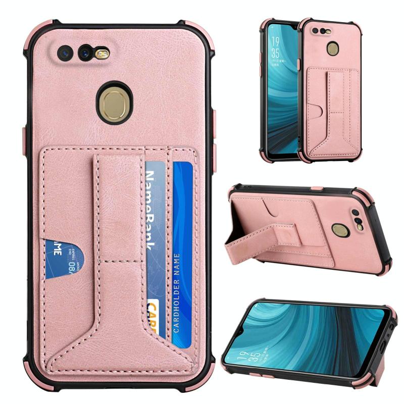 Voor Oppo A7 / A5S / A12 / A11K Dream PU + TPU Vierhoek Schokbestendig achteromslag met kaartslots & houder (ROSE GOUD)