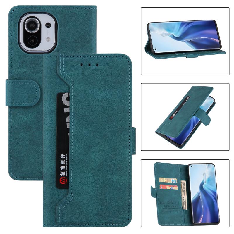 Voor Xiaomi MI 11 Lite Reverse Gesp horizontale Flip PU Lederen Case met Houder & Card Slot & Portemonnee (Blue Lake)