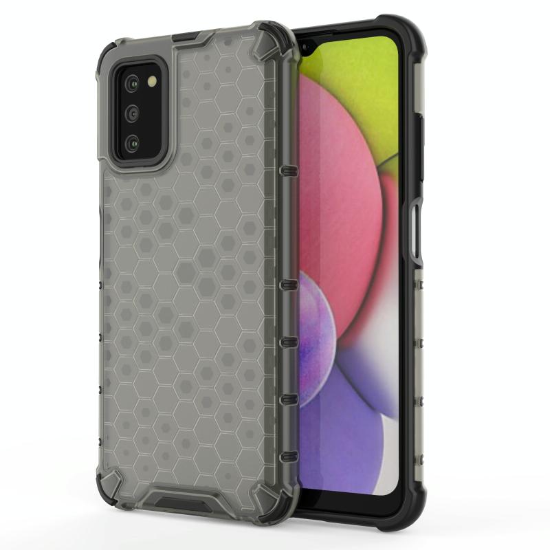 Voor Samsung Galaxy A03s 4G Indiase versie Schokbestendige Honingraat PC + TPU Hoesje (Zwart)