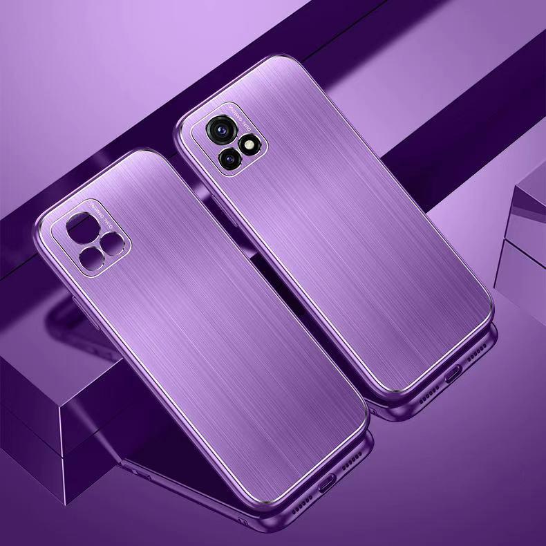 Voor vivo Y52S Cool Sharp Series Aluminiumplaat Geborsteld Lens All-inclusive Case (Roland Purple)