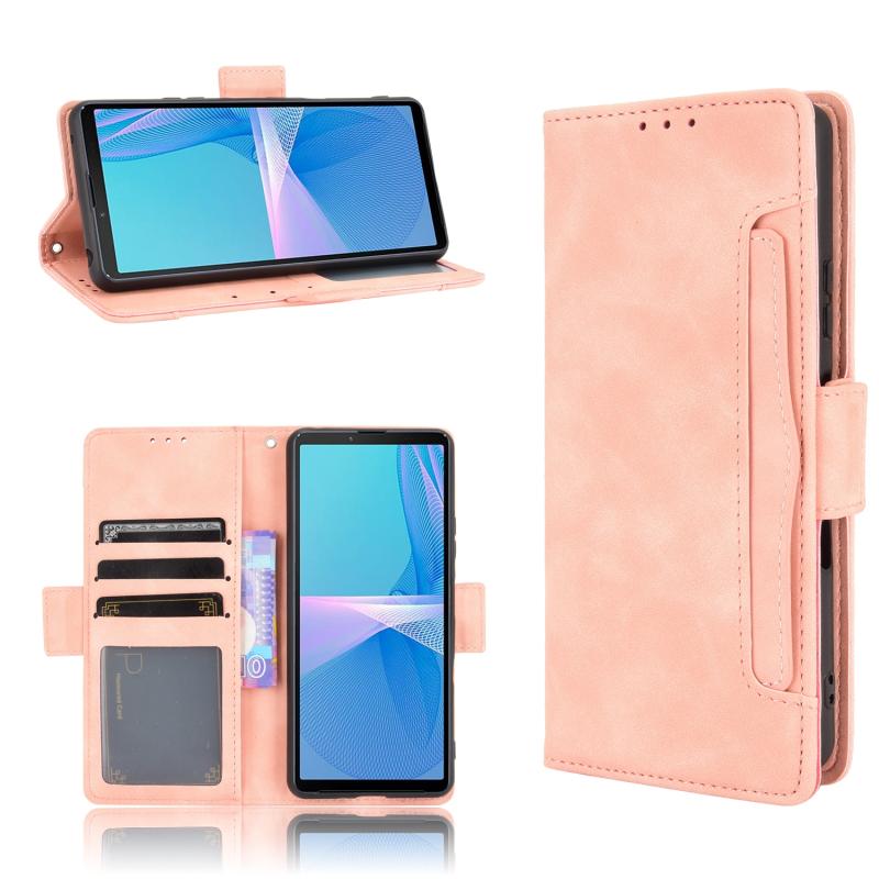 Voor Sony Xperia 10 III Huid Feel Calf Patroon Horizontale Flip Lederen Case met Houder & Card Slots & Fotolijst (Pink)