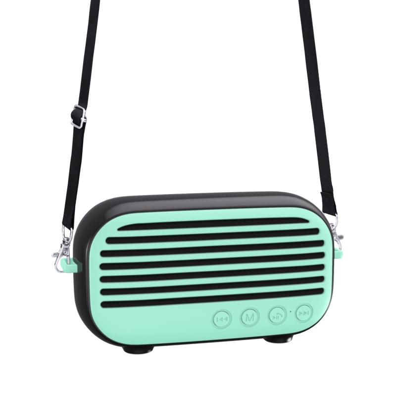 New Rixing NR-3000M Bluetooth 5.0 Portable Karaoke Wireless Bluetooth Speaker with Microphone & Shoulder Strap(Green)