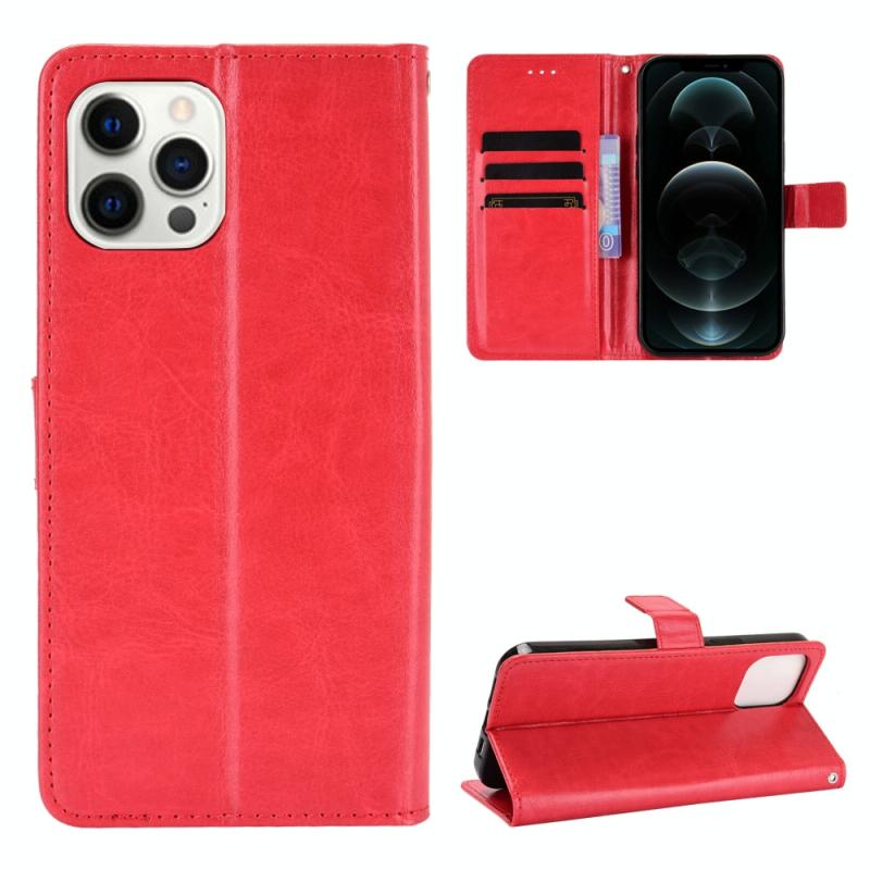Crazy Horse Texture Horizontal Flip Leather Case with Holder & Card Slots & Lanyard For iPhone 13(Red)