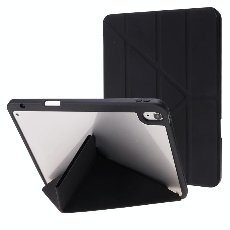 Deformation Transparent Acrylic Horizontal Flip PU Leather Case with Multi-folding Holder & Sleep / Wake-up Function & Pen Slot For iPad Air 2020 10.9
