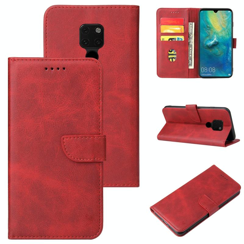 Voor Huawei Mate 20 Kalf Textuur Gesp Horizontale Flip Lederen Case met Houder &sleuven & Portemonnee (Rood)