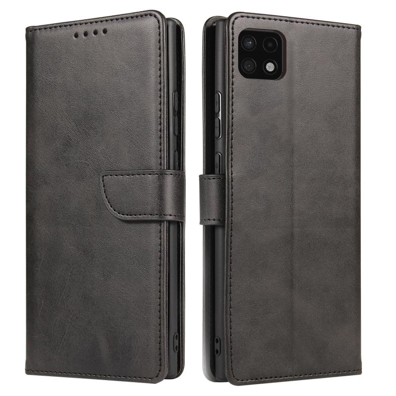 For Samsung Galaxy A22 4G Calf Texture Buckle Horizontal Flip Leather Case with Holder & Card Slots & Wallet(Black)