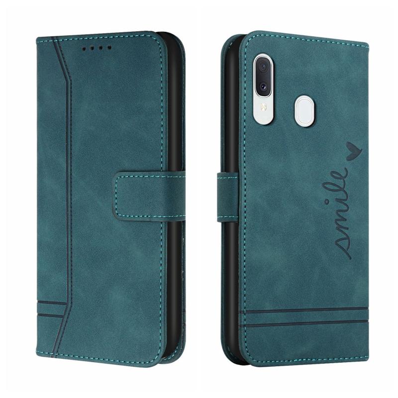 Voor Samsung Galaxy A20 / A30 Retro Skin Feel Horizontale Flip Soft TPU + PU Lederen Hoesje met Houder & Kaart Slots & Fotolijst (Army Green)