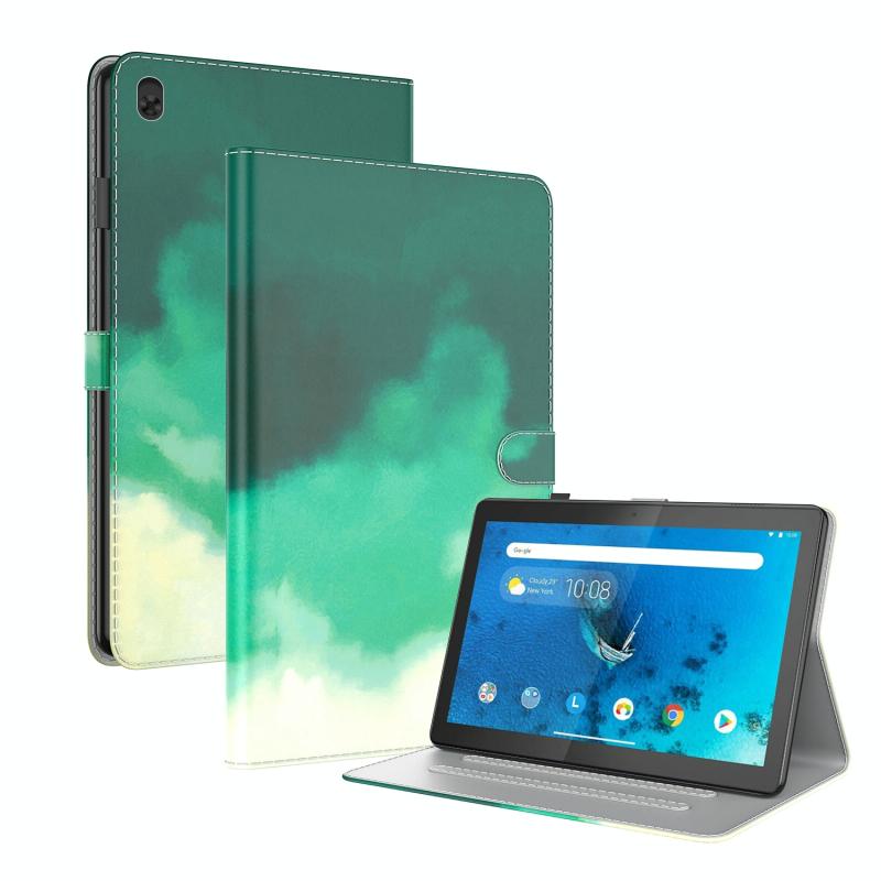 Voor Lenovo Tab M10 TB-X605L X605F Voltage Aquarel patroon Huid Voelen Magnetische Horizontale Flip PU Lederen Case met Houder (Groen)