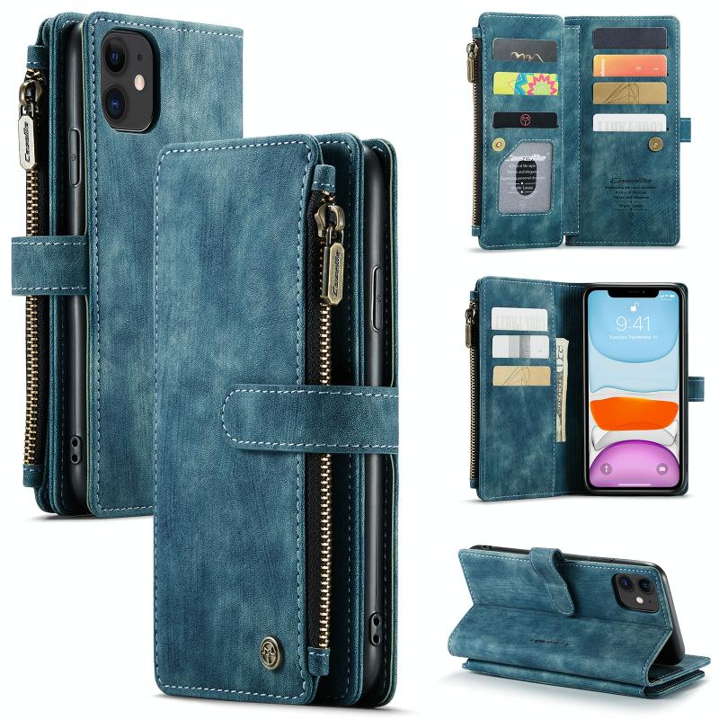 Caseme-C30 PU + TPU Multifunctionele Horizontale Flip Lederen Case met Houder & Card Slot & Portemonnee & Zipper Pocket voor iPhone 11