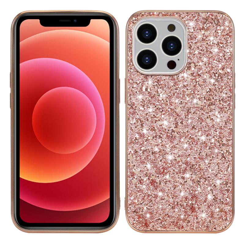 Glitter Poeder Shockproof TPU-beschermhoes voor iPhone 13 (Rose Gold)