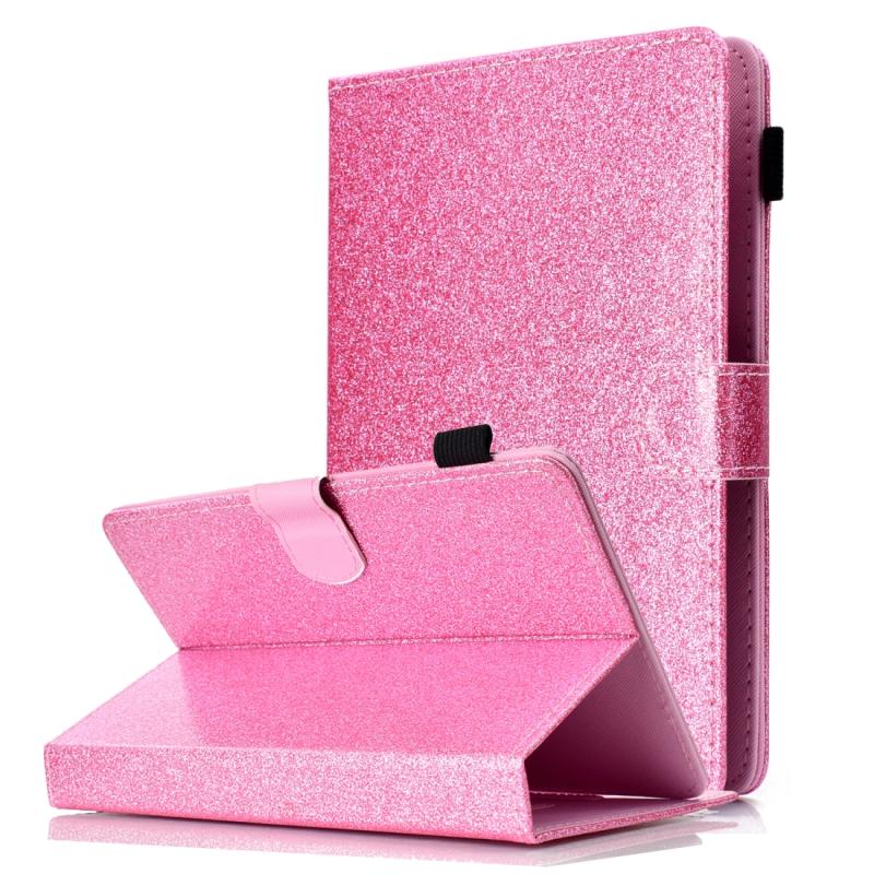 Voor 10 inch Tablet Varnish Glitter Powder Horizontal Flip Leather Case met Holder & Card Slot(Pink)