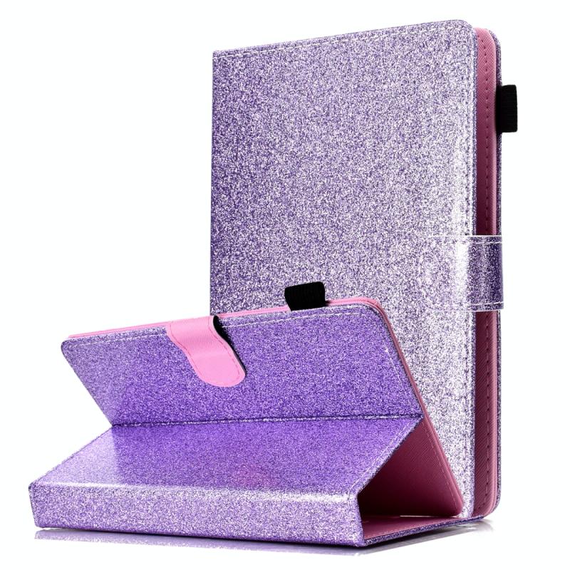 Voor 10 inch Tablet Varnish Glitter Powder Horizontal Flip Leather Case met Holder & Card Slot(Purple)