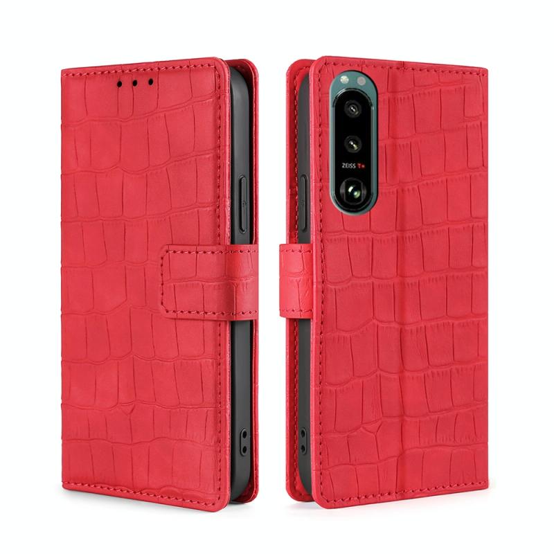 Voor Sony Xperia 5 III Skin Feel Crocodile Texture Magnetische Clasp Horizontale Flip PU Lederen Case met Houder & Card Slots & Portemonnee