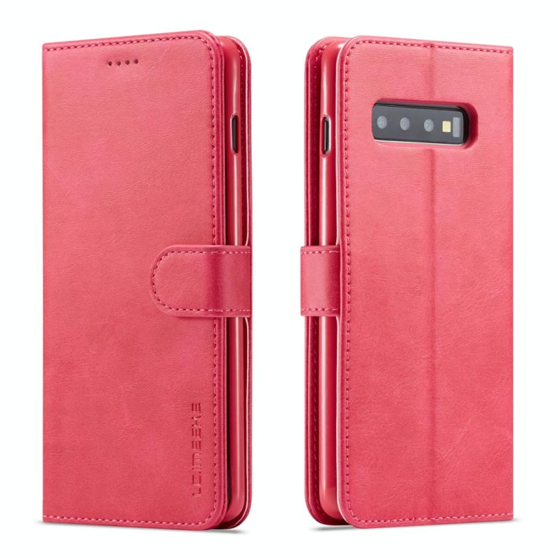 Voor galaxy S10 LC. IMEEKE Calf Texture Horizontal Flip Leather Case met Holder & Card Slots & Wallet(Rose Red)